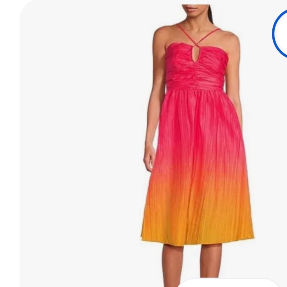 NWT Vince Camuto Pink Ombre Taffeta Cut Out MIDI Dress Size 8 Colorful Party
